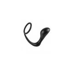 Ass Gasm Silicone Cockring Plug--Black